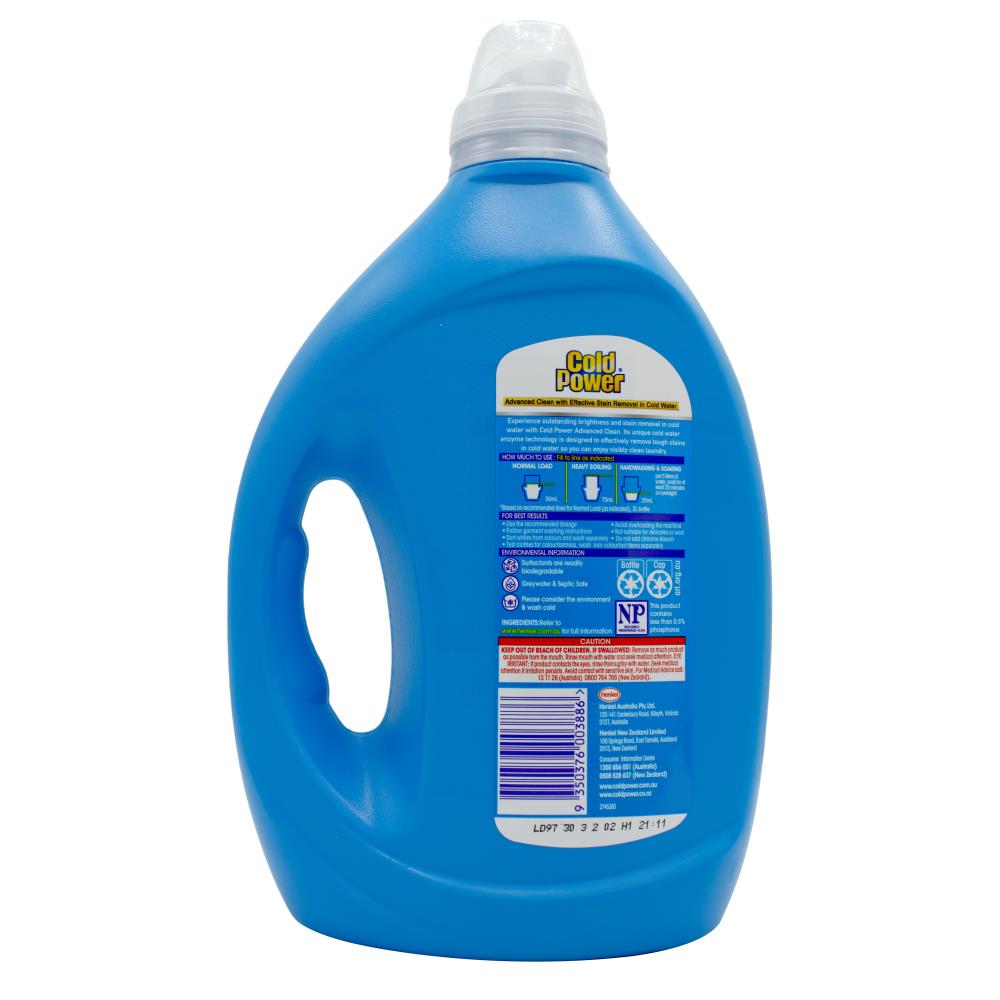 Cold Power Laundry Liquid Front + Top Loader Advanced Clean Lemon Fresh 2L (4 Pack)