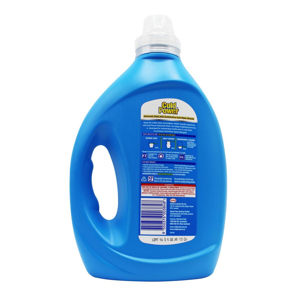 Cold Power Laundry Liquid Front + Top Loader Advance Clean 2L (4 Pack)