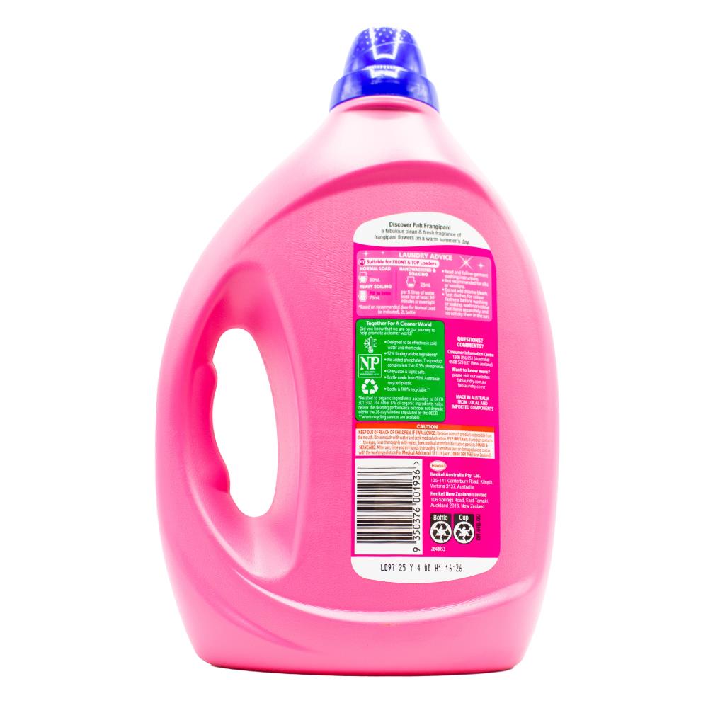 Fab Laundry Liquid Front & Top Loader Fresh Frangipani 2L (4 Pack)
