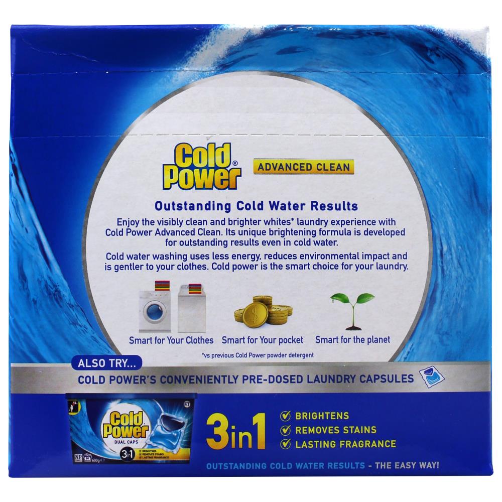 Cold Power Laundry Powder Advanced Clean Front + Top Loader 1kg (12 Pack)