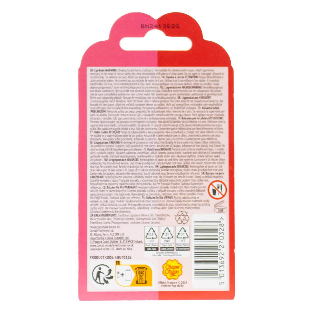 Chupa Chups Lip Balm X1 Watermelon Mix X1 Peach Pulp 12 x 2Pk (24 Pack)