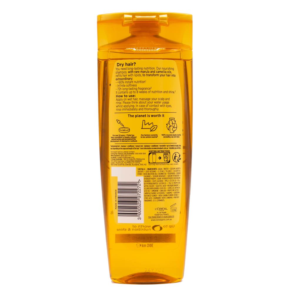 LOREAL SHAMPOO NOURISHING EXTRAORDINARY OIL ENRICHED WITH MARULA AND CAMELLIA OILS DRY HAIR 300ml (6x Pack)