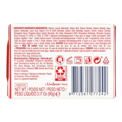 Dove Beauty Cream Bar Rejuvenating Pomegranate And Hibiscus Tea Scent 3 In 1 Cleanses Moisturises Nourishing 90g (48 Pack)