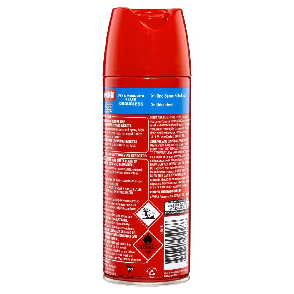 Mortein Fly & Mosquito Killer Odourless Fast Knockdown 250g (9 Pack)