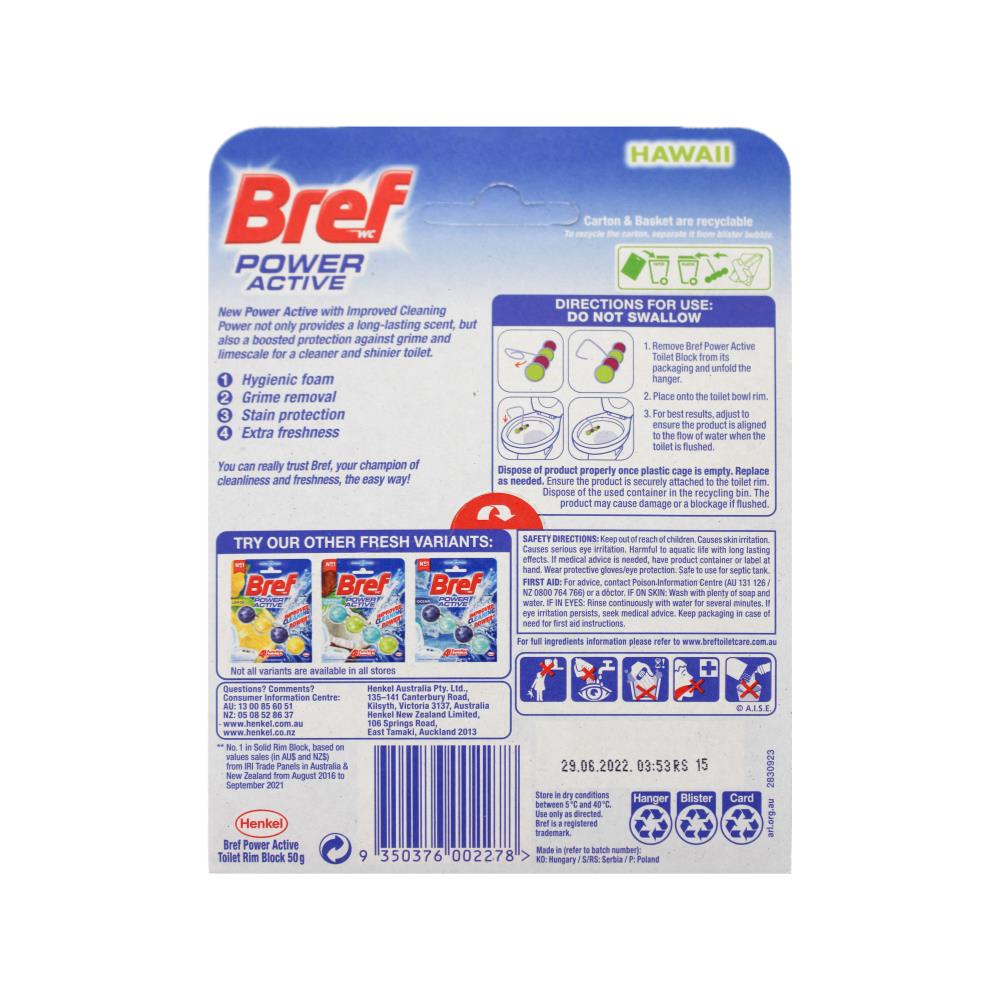 Bref Toilet Cleaner Cage Power Active 4 Function Formula Hawaii 50g (6 Pack)