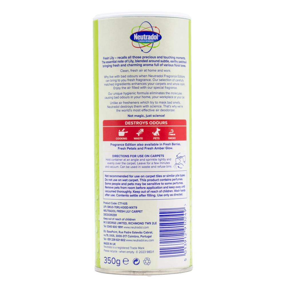 NEUTRADOL Vac N' Fresh Carpet Freshener & Deodorizer – Fresh Lily – 350g 12pack