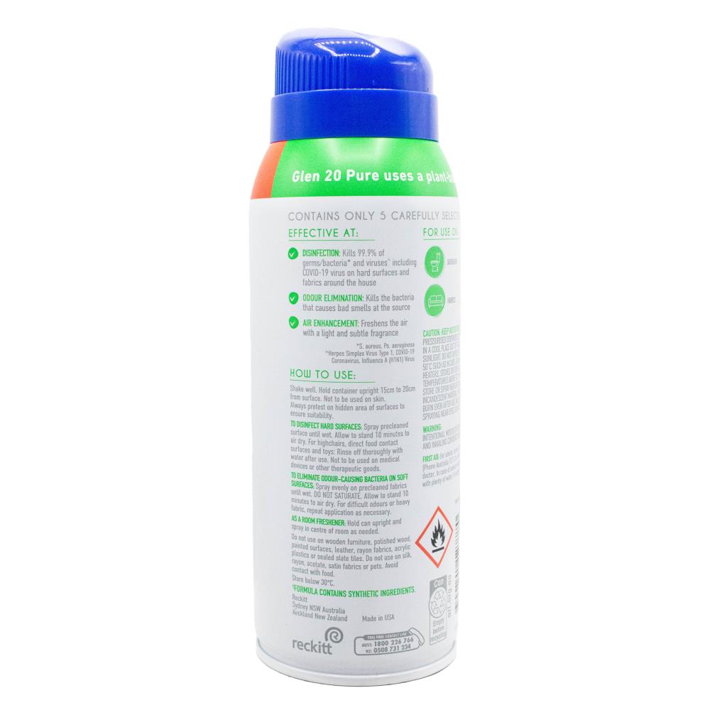 GLEN 20 283g DISINFECTANT MIST PURE WITH PLANT BASED ETHANOL FRESH WATERS (6x Pack)