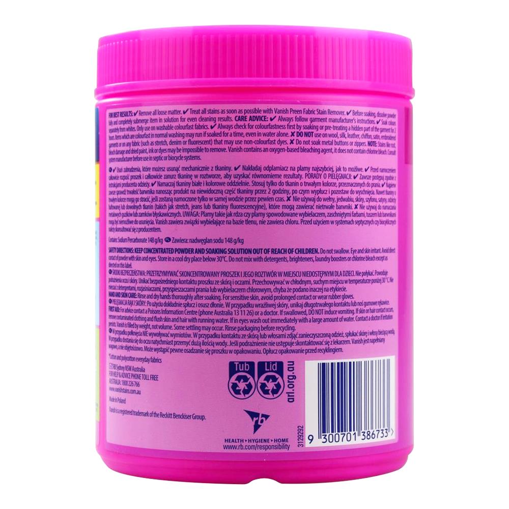 Vanish 1kg Powder Fabric Stain Remover (6x Pack)