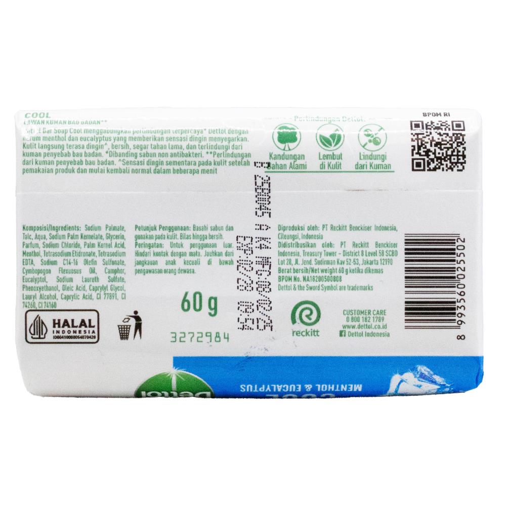 DETTOL 60g SOAP BAR ANTIBACTERIAL COOL MENTHOL AND EUCALYPTUS (24x Pack)