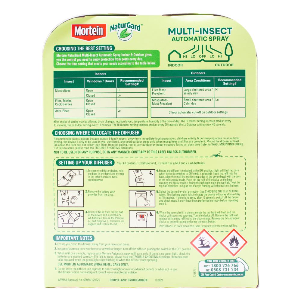Mortein Naturgard 152g Multi Insect Automatic Spray Eucalyptus (3x Pack)