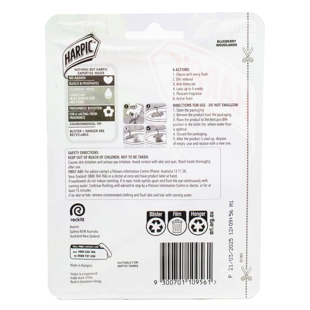 HARPIC PK1 TOILET CAGE SCENTS OF ADVENTURE 6 ACTIONS BLUEBERRY WOODLANDS (6x Pack)