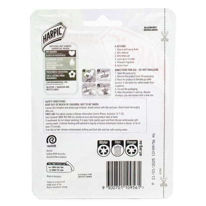 HARPIC PK1 TOILET CAGE SCENTS OF ADVENTURE 6 ACTIONS BLUEBERRY WOODLANDS (6x Pack)