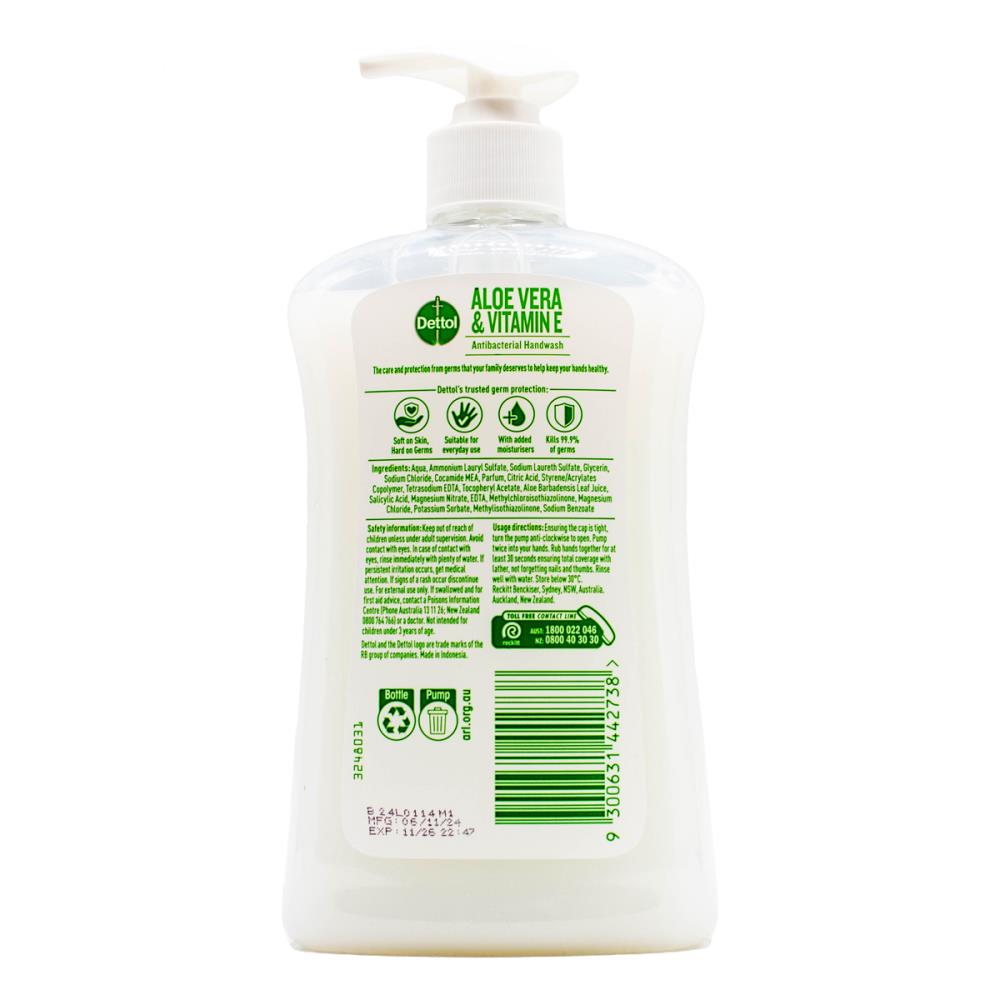 Dettol Handwash Aloe Vera And Vitamin E 500ml (6 Pack)