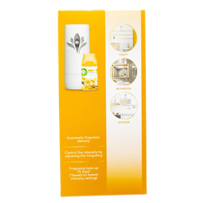 AIR WICK 174g AUTOMATIC SPRAY ESSENTIAL OILS 24/7 DEVICE REFILL AND BATTERY INCLUDED VANILLA AND SOFT CASHMERE (3x Pack)