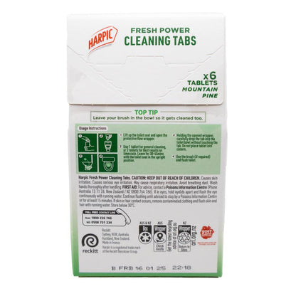 Harpic PK6 Cleaning Tabs Fresh Power Mountain Pine (8x6pk)