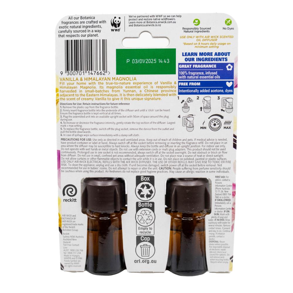 Air Wick fragrance refills botanica vanilla & himalayan magnolia 19mL (10 pack)