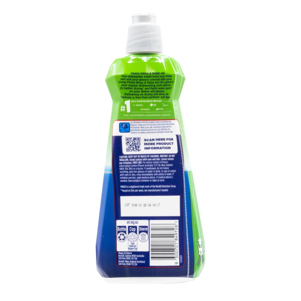 Finish Rinse & Shine Aid Free From Perfume & Dyes 400mL (6 Pack)