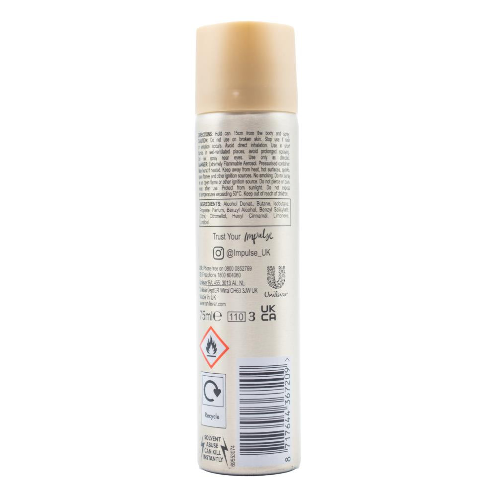 IMPULSE 50g / 75ml BODY SPRAY TRUE LOVE INSPIRED BY ROSE AND COCONUT (6 x Pack)
