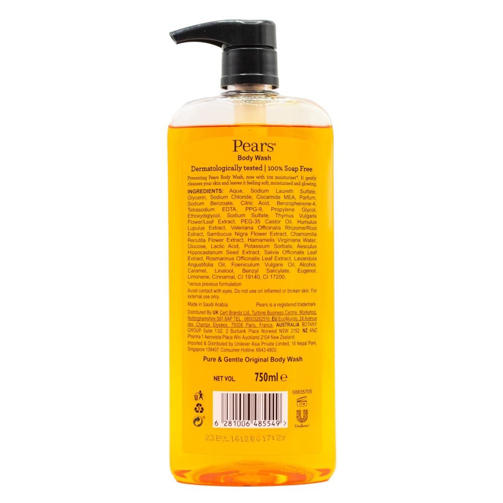 Pears Body Wash Pure & Gentle 750ml (6x Pack)