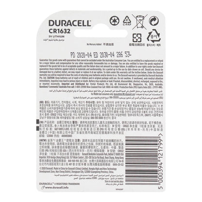DURACELL CR1632 3V LITHIUM COIN BATTERY (10x Pack)