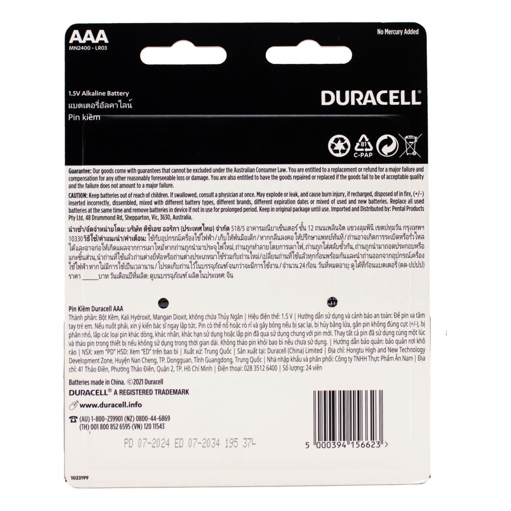 Duracell AAA Batteries 6 x 24Pk (Value Pack 144)