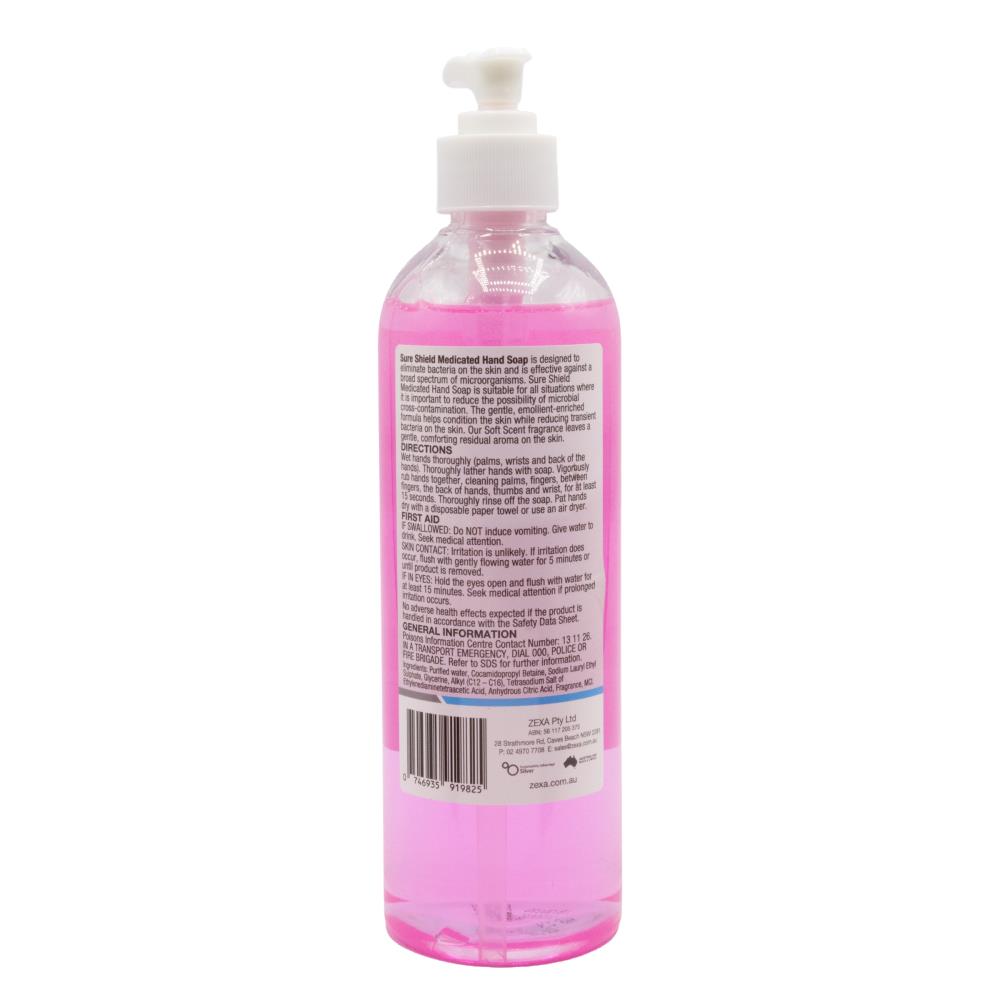 Zexa Medicated Hand Soap Sure Shield Liquid Gel Soft Scented 485mL (12 Pack)