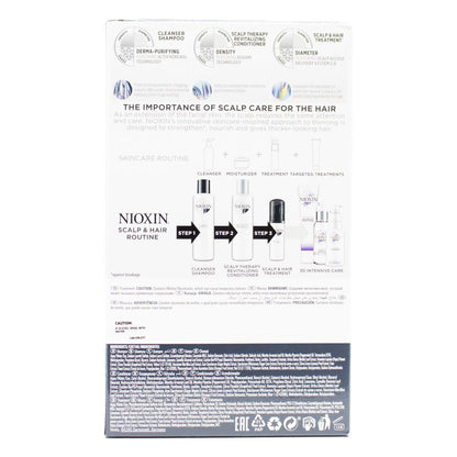 Nioxin Pk3 150ml Shampoo, 150ml Conditioner, 40ml Treatment Thicker Fuller Hair Natural Hair Progressed Thinning Light Moisture System 2
