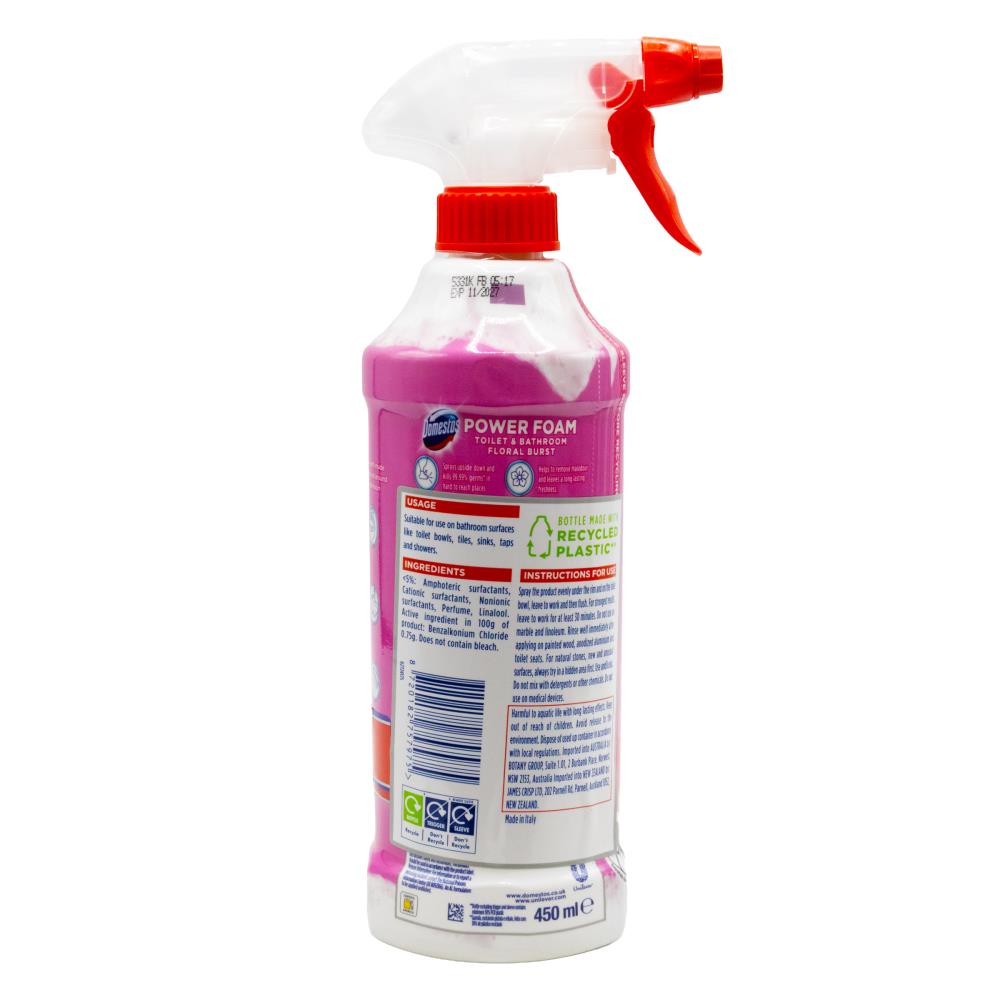 Domestos Toilet & Bathroom Power Foam Floral Burst 450mL (6 Pack)