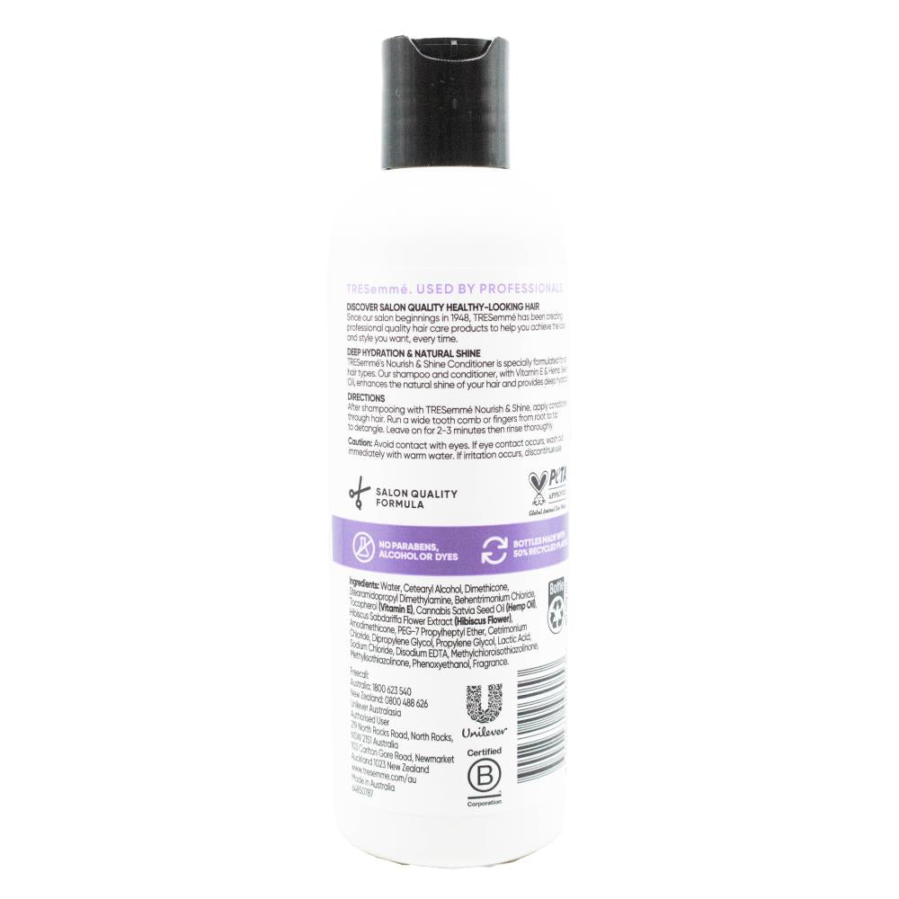 TRESEMME 350mL CONDITIONER NOURISH AND SHINE VITAMIN E AND HEMP SEED OIL (3x Pack)
