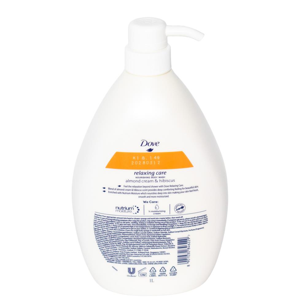 DOVE 1000mL Body Wash Relaxing Care Almond Cream & Hibiscus Nourishing (3 Pack)