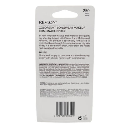 Revlon 30mL Foundation Longwear Colorstay Medium Full Coverage Fresh Beige 250 (4 Pack)