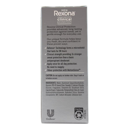 REXONA MEN 50mL ROLL ON ANTIPERSPIRANT DEODORANT CLINICAL PROTECT CLEAN SCENT (6x Pack)