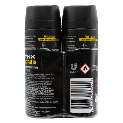 LYNX PK2 x 102g / 165mL DEODORANT BODY SPRAY 100% FRESH FRAGRANCE 48H ODOUR PROTECTION AUSTRALIA (24 Value Pack)