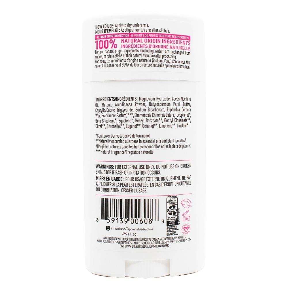 SCHMIDTS 75g DEODORANT 48H PROTECTION ROSE AND VANILLA (6x Pack)