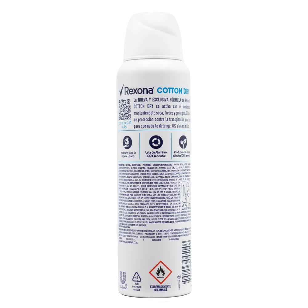 REXONA 150mL / 89g ANTIPERSPIRANT 72H COTTON DRY (12x Pack)