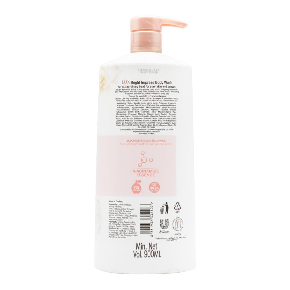 Lux Bright Impress Body Wash Glowing Niacinamide Essence 900ml (6 Pack)