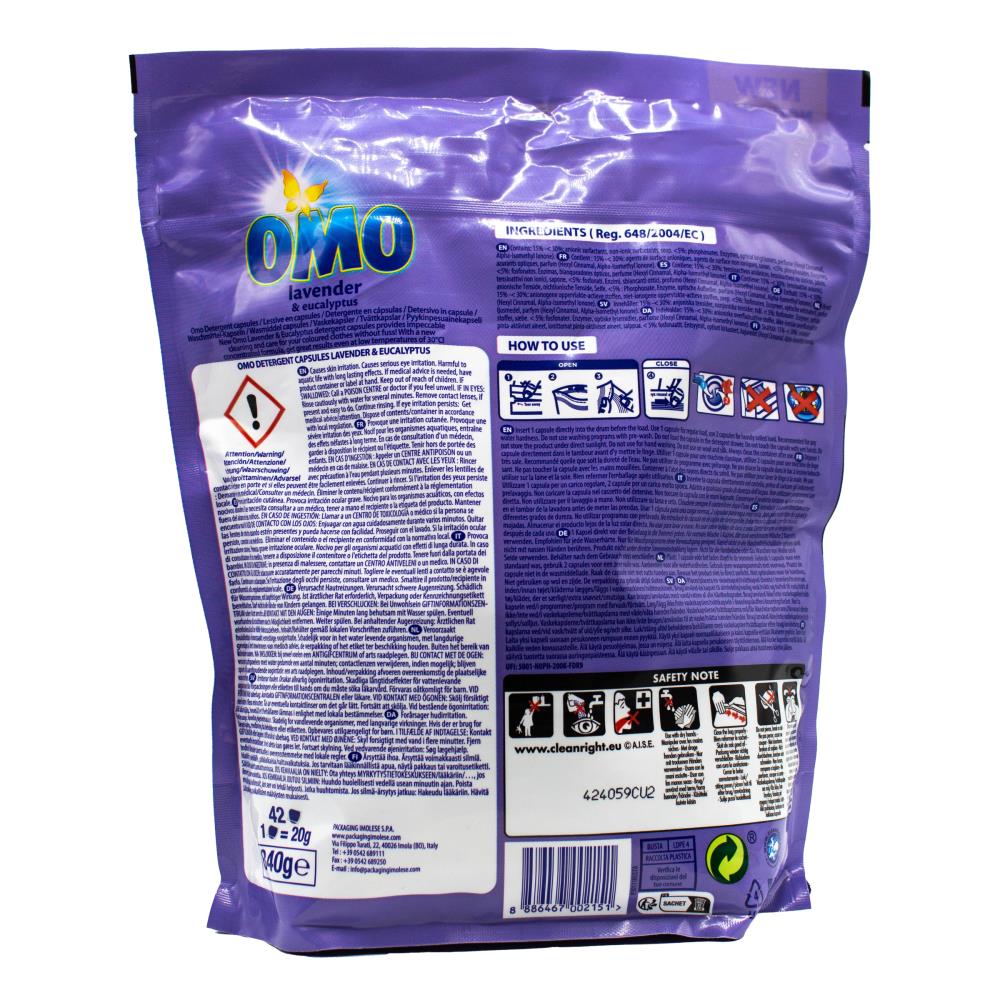 Omo Pk42 Detergent Capsules Lavender And Eucalyptus (4x Pack)