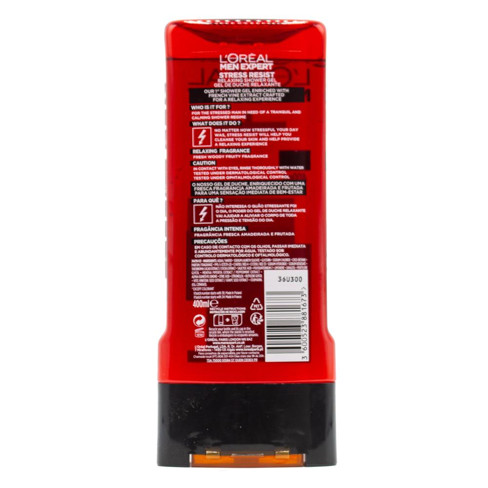 Loreal Paris Body Face Hair Wash Men Expert Stress Resist Intense Relaxing 400ml (12x Pack)