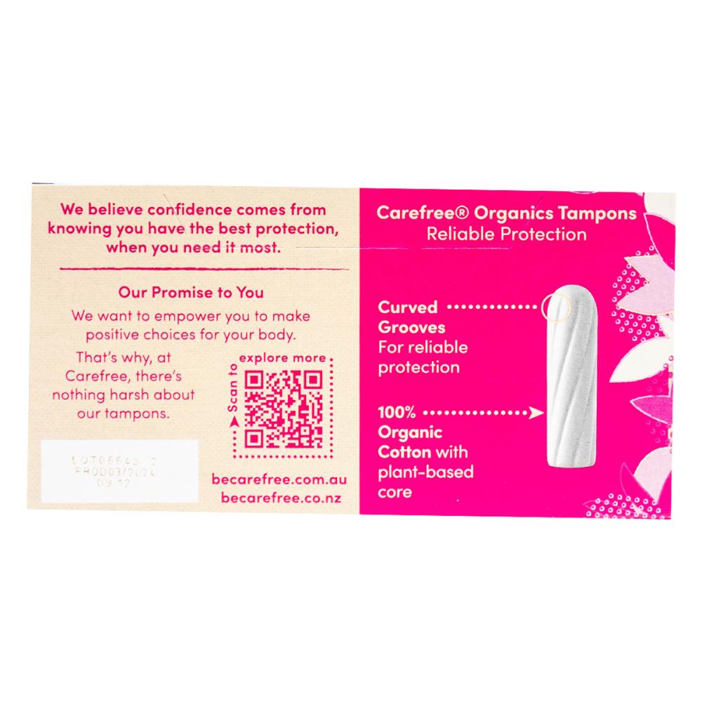 Carefree Pk16 Tampons Organic Regular (6x Pack)