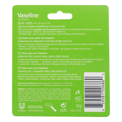 Vaseline 4.8g Lip Therapy Aloe Vera With Petroleum Jelly (24x Pack)