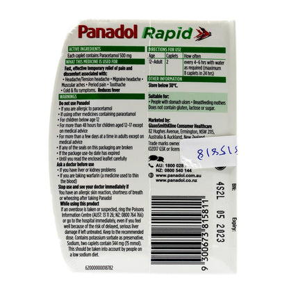 PANADOL PK10 CAPLETS RAPID PARACETAMOL 500mg (12x Pack)