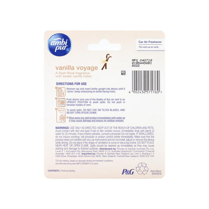 Ambi Pur Car Air Freshener Premium Clip Vanilla Voyage 7.5mL (2 Pack x 6)