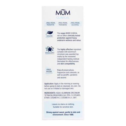 MUM 50mL CLINICAL ROLL ON ANTI-PERSPIRANT UNPERFUMED (6x Pack)