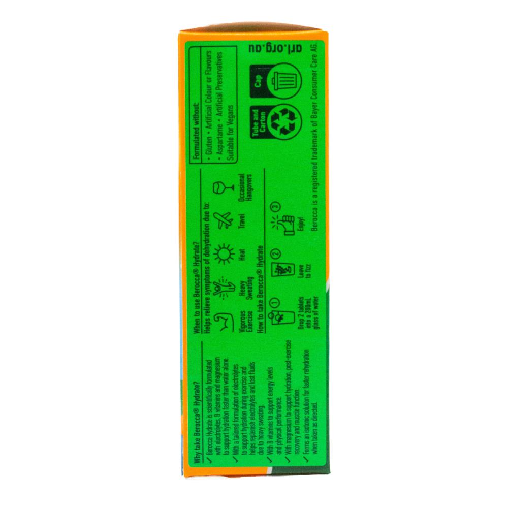 BEROCCA PK20 EFFERVESCENT TABLETS ELECTROLYTES FOR HYDRATION B VITAMINS FOR ENERGY LEVELS HYDRATE ORANGE FLAVOUR (5x Pack)