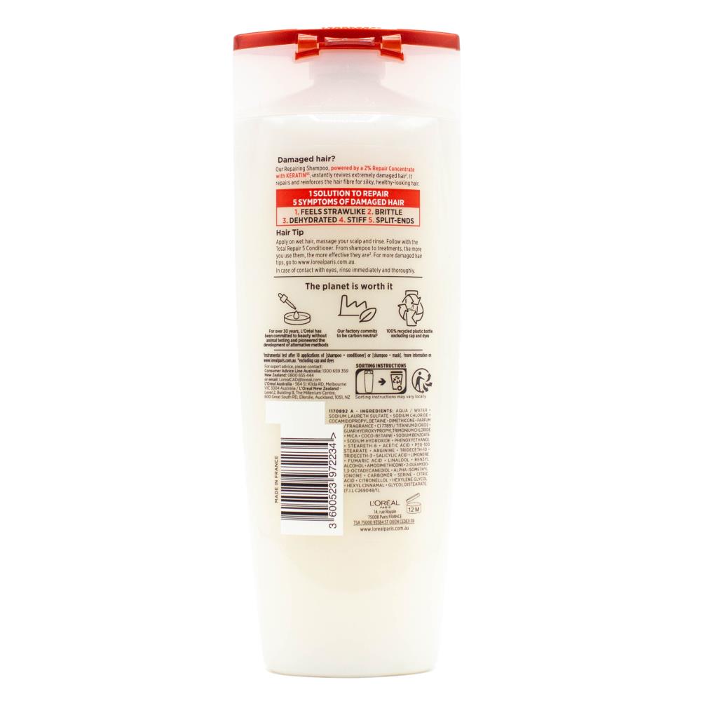 Loreal Shampoo Elvive Repairing Total 5 Damaged Hair 300ml (6x Pack)