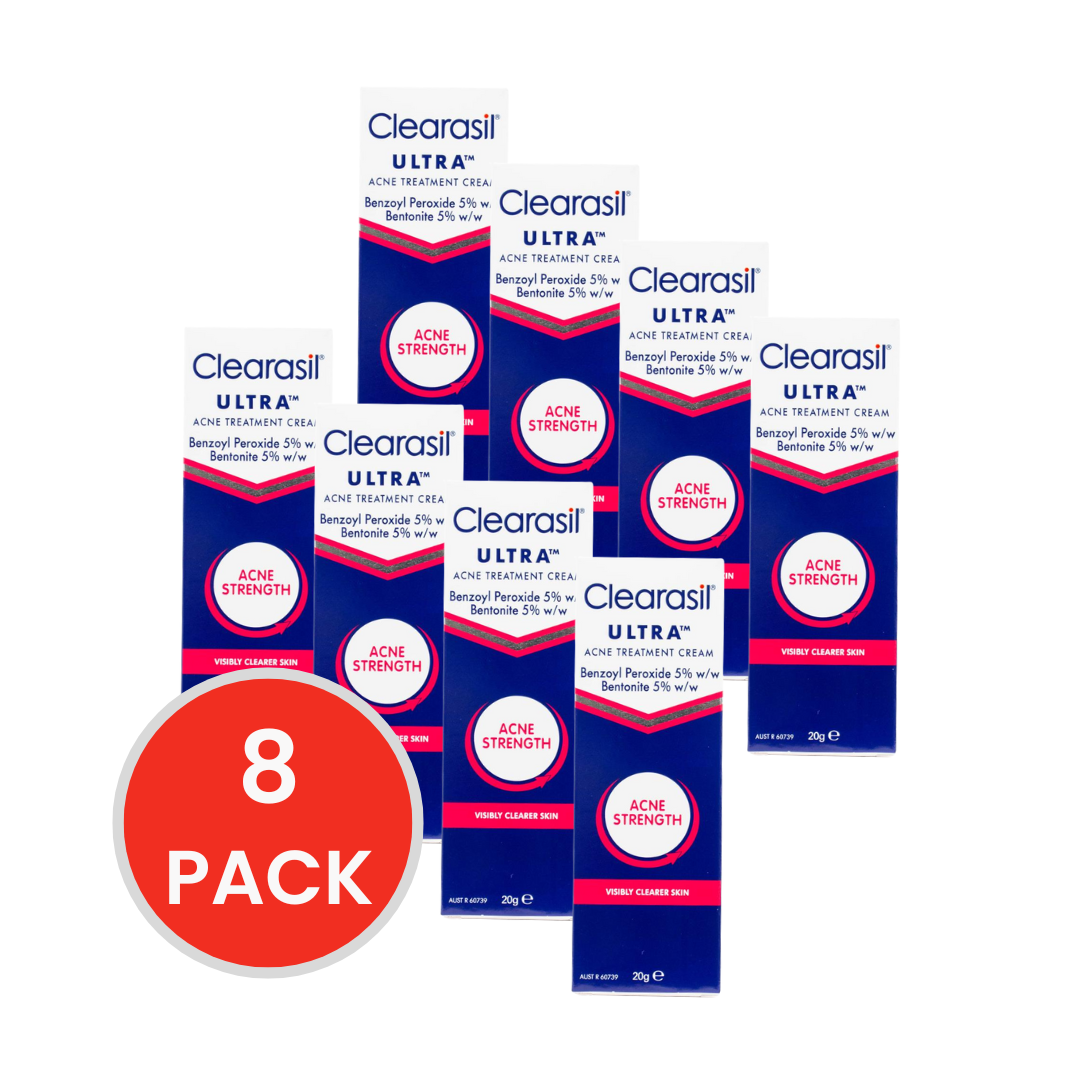 CLEARASIL 20g ULTRA ACNE TREATMENT CREAM VISIBLY CLEARER SKIN (8x Pack)