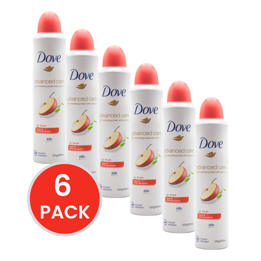 DOVE 127g / 220ml ANTIPERSPIRANT DEODORANT ADVANCED CARE GO FRESH APPLE AND WHITE TEA SCENT ( 6 x Pack)