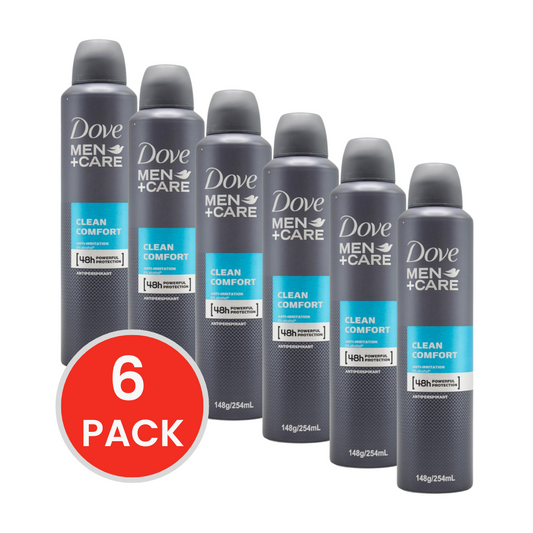 DOVE 148g / 254ml MEN+CARE DEODORANT CLEAN COMFORT (6x Pack)