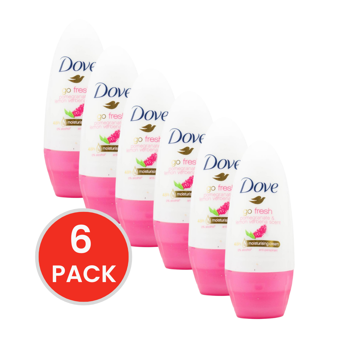Dove Roll On Deodorant Go Fresh Pomegranate & Lemon Verbena 40mL (6 Pack)