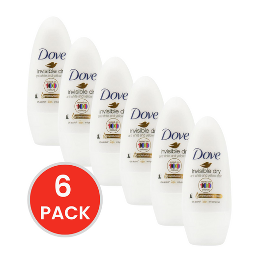 DOVE 40ml ROLL ON DEODORANT INVISIBLE DRY ( 6x Pack)